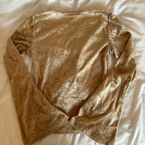 Vintage Velvet Floral Detailed Flared Long Sleeve Top - Picture 5 of 6